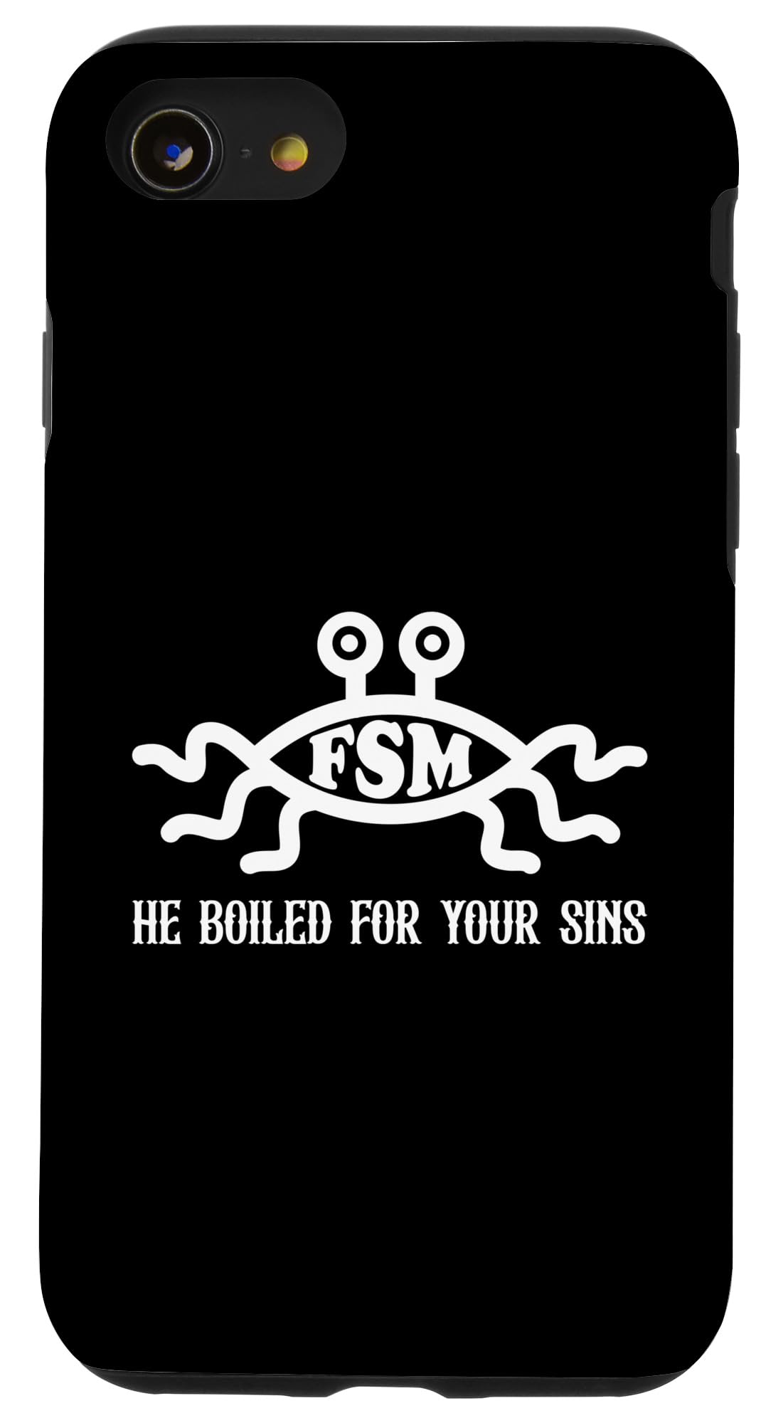 iPhone SE (2020) / 7 / 8 空飛ぶスパゲッティ・モンスター FSM 彼が君の罪のために煮た スマホケース