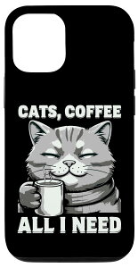 iPhone 14 Funny Cats Coffee All I Need Animal Pet - 猫のコーヒーすべて私は引用符が必要 スマホケース