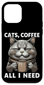 iPhone 12 mini Funny Cats Coffee All I Need Animal Pet - 猫のコーヒーすべて私は引用符が必要 スマホケース