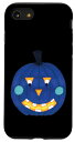 iPhone SE (2020) / 7 / 8 ハロウィン ブルー パンプキン ジャック O ランタン フェイス ブラック スマホケース