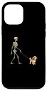 iPhone 12 mini 面白いイングリッシュトイ スパニエル スケルトン 犬 散歩 ハロウィン 犬 スマホケース