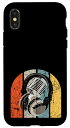iPhone X/XS Vintage Headphones & Microphone Podcast レトロヴィンテージヘッドフォン スマホケース