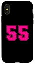 iPhone X/XS 番号#55 ピンクスポーツファンジャージ ナンバー スマホケース