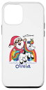 iPhone 12 mini Olivia Name Personalized Cute Rainbow Santa Claus Unicorn スマホケース