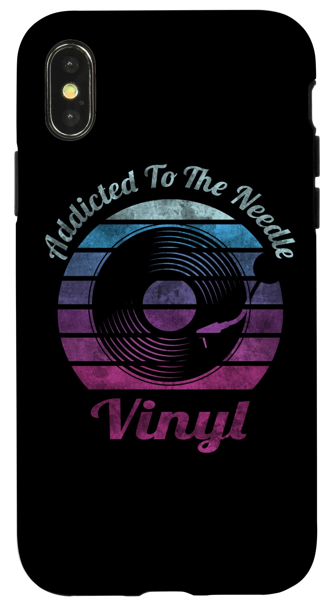 iPhone X/XS Retro Addicted to Vinyl Needleレコードプレーヤーサンセット スマホケース