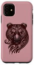 iPhone 11 黒、熊、グリズリー、北欧、ネイティブアメリカン、ケルト、神話、動物、扇風機 スマホケース