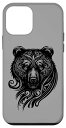 iPhone 12 mini 黒、熊、グリズリー、北欧、ネイティブアメリカン、ケルト、神話、動物、扇風機 スマホケース