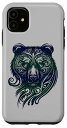 iPhone 11 黒、熊、グリズリー、北欧、ネイティブアメリカン、ケルト、神話、動物、扇風機 スマホケース