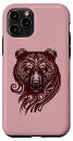 iPhone 11 Pro 黒、熊、グリズリー、北欧、ネイティブアメリカン、ケルト、神話、動物、扇風機 スマホケース