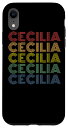 iPhone XR Cecilia ワードマークパターン 名前入りレトロ スマホケース