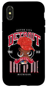 iPhone X/XS What Up Doe Detroit Afro レディース 313 市外局番 スマホケース