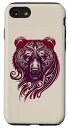 iPhone SE (2020) / 7 / 8 黒、熊、グリズリー、北欧、ネイティブアメリカン、ケルト、神話、動物、扇風機 スマホケース