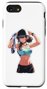 iPhone SE (2020) / 7 / 8 アニメとマンガ風の少女が帽子をかぶってタオルを抱えています スマホケース