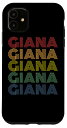 iPhone 11 Giana ワードマークパターン 名前入りレトロ スマホケース