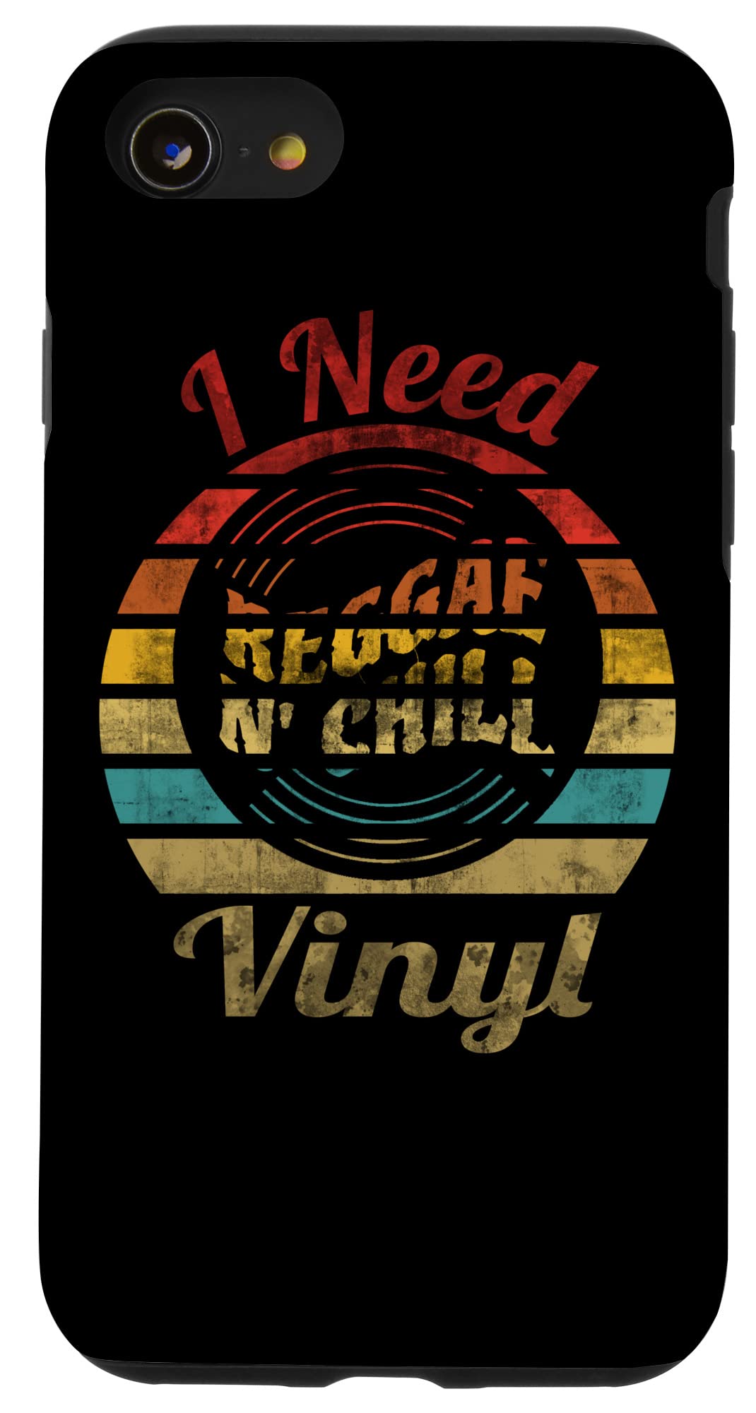 iPhone SE (2020) / 7 / 8 レトロ ビニール ビンテージ レコード プレーヤー レゲエとチル Retro Vinyl Reggae n chill スマホケース