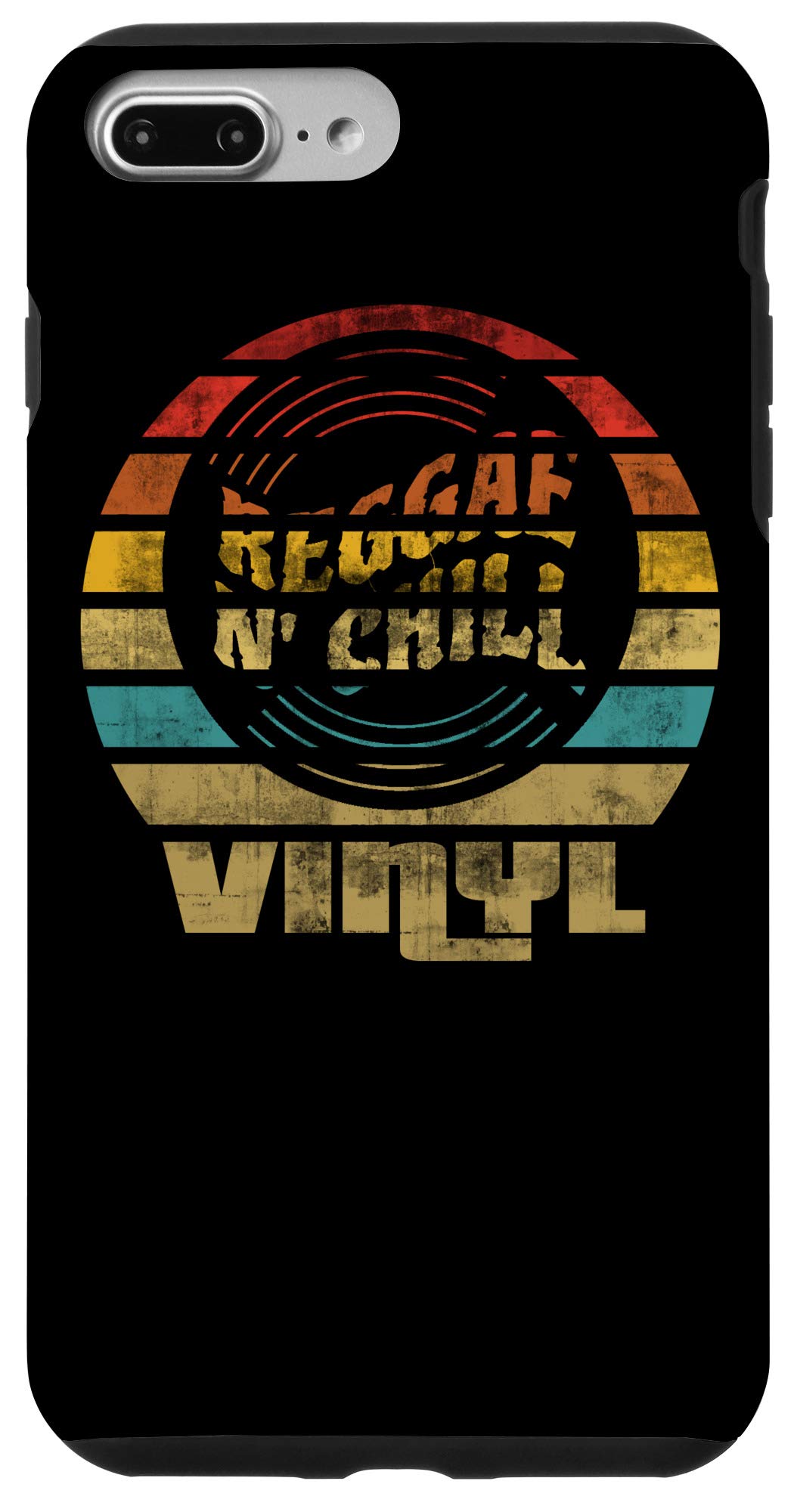 iPhone 7 Plus/8 Plus レトロ ビニール ビンテージ レコード プレーヤー レゲエとチル Retro Vinyl Reggae n chill スマホケース