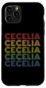 iPhone 11 Pro Cecelia ワードマークパターン 名前入りレトロ スマホケース