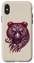 iPhone X/XS 黒、熊、グリズリー、北欧、ネイティブアメリカン、ケルト、神話、動物、扇風機 スマホケース