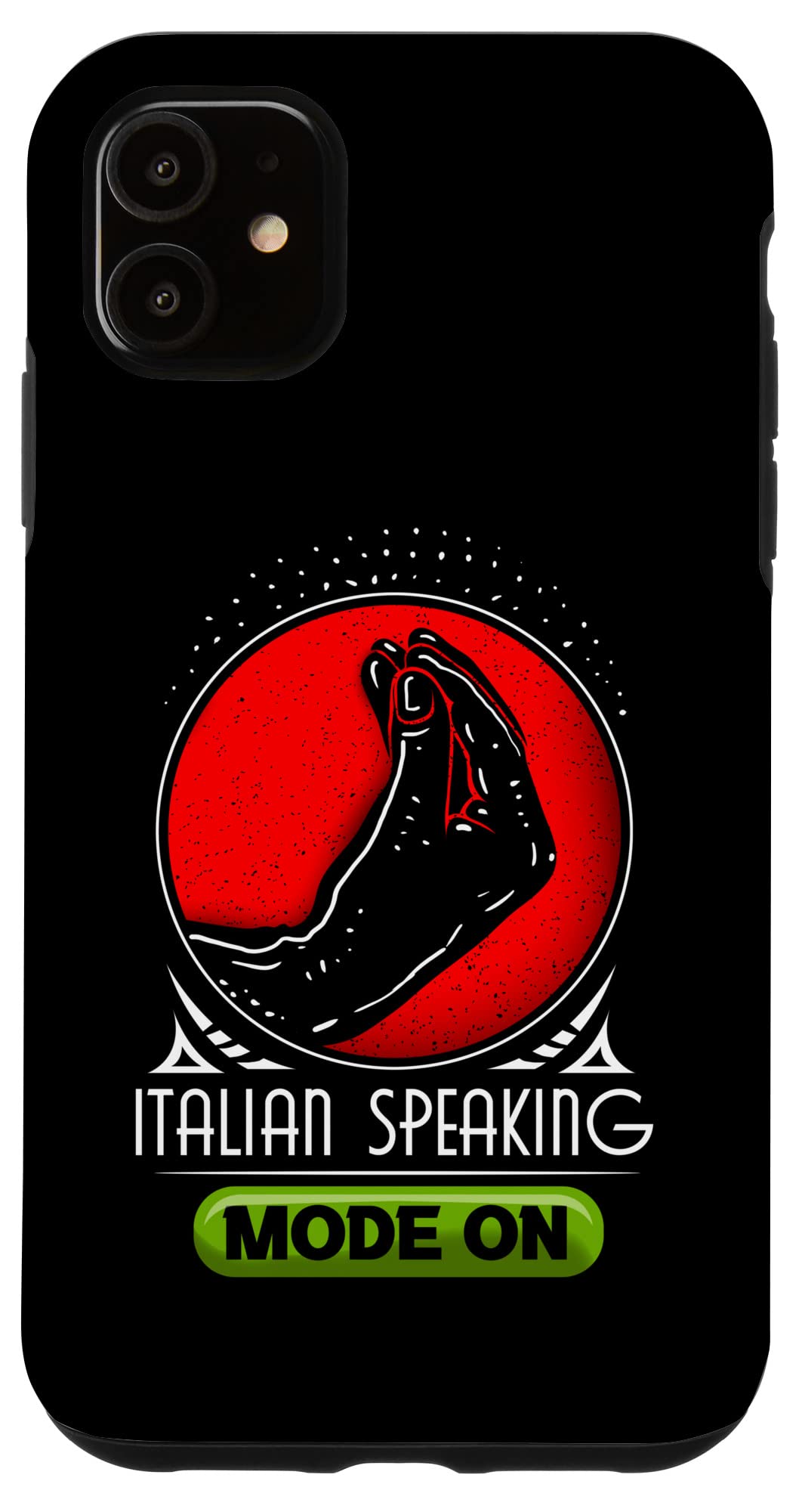 iPhone 11 イタリア製ラグジャージースピーカー用のイタリアンハンドサインデザイン。 スマホケース