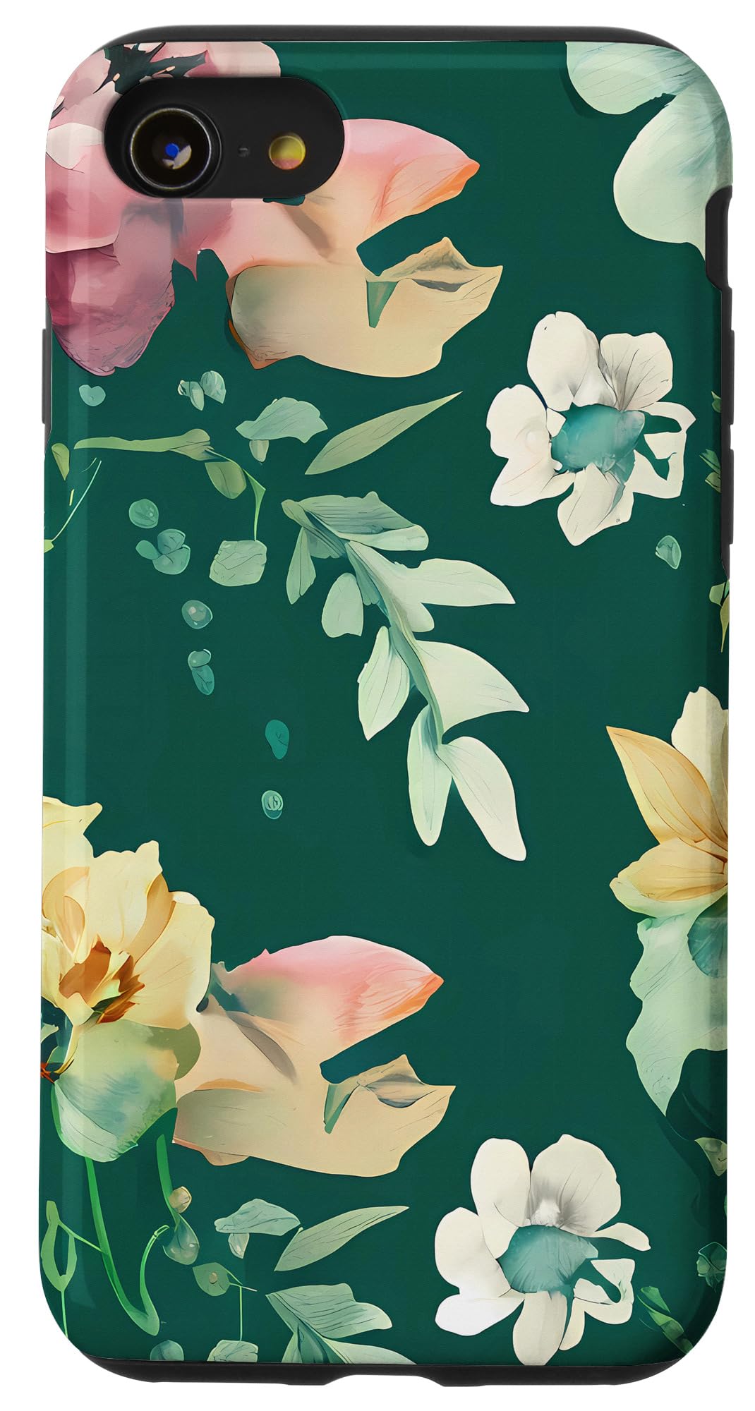 iPhone SE (2020) / 7 / 8 グリーンにカラフルな花柄 #039 スマホケース