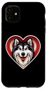 iPhone 11 アラスカン マラミュートハート キュート 子犬 犬 恋人 シェルター レスキュー スマホケース