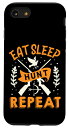 iPhone SE (2020) / 7 / 8 Eat Sleep Hunt Repeat Hunting Nature 引用アート スマホケース