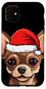 iPhone 11 チワワ クリスマス サンタ 犬 キュート ホリデー 子犬 スマホケース