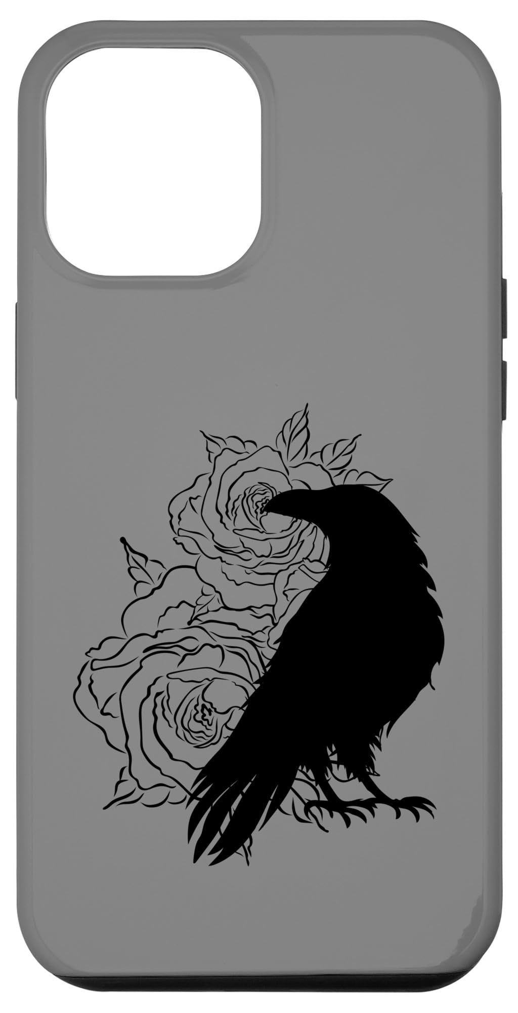 iPhone 14 Pro Max バラとワタリガラスのロマンチックな花と動物のデザイン異教の芸術 スマホケース