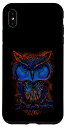 iPhone XS Max カラフルなフクロウ 動物 自然アート ブルーデザイン スマホケース