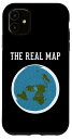 iPhone 11 平らな地球地図 世界のリアルマップ スマホケース