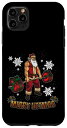 iPhone 11 Pro Max クールなサンタワークアウト ボディビルダー メリーリフトマス クリスマス駄洒落 スマホケース