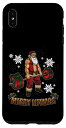 iPhone XS Max クールなサンタワークアウト ボディビルダー メリーリフトマス クリスマス駄洒落 スマホケース