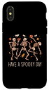 iPhone X/XS ハロウィン ダンシングスケルトン Have a Spooky Day Fun Retro Joy スマホケース