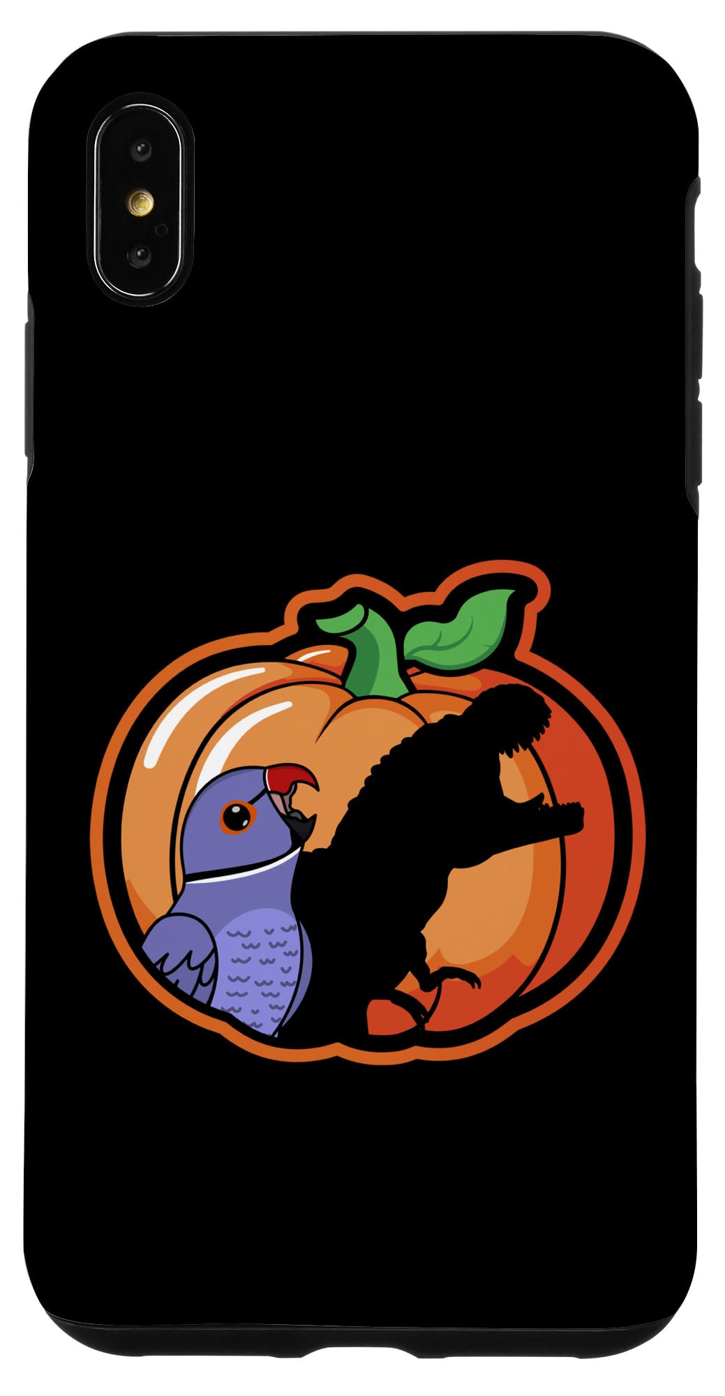 iPhone XS Max Pumpkin Parrot & T Rex Shadow I Violet インディアンリングネック スマホケース