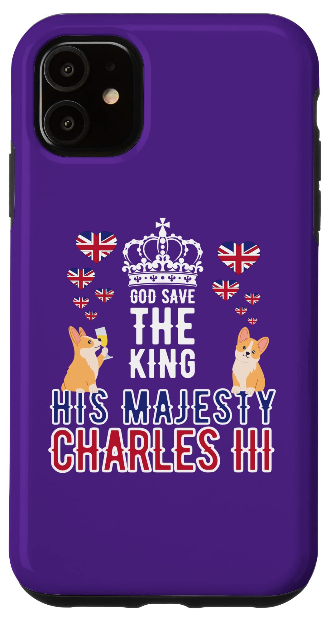 iPhone 11 英国の王様、万歳、王様、神よ、王様をお救いください、ユニオン ジャック GOD SAVE THE KING! LONG スマホケース