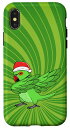 iPhone X/XS Dabbing グリーン インディアン リングネック オウム I アグリークリスマス スマホケース