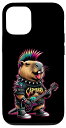 iPhone 15 Capybara Rockstar Vibes - 面白いアイコニックなパンクロックヘビーメタル スマホケース
