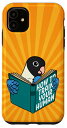 iPhone 11 トレイン・ユア・ヒューマンアイ・ブック・パロット・アイ・ブルー・マスクド・ラブバード スマホケース