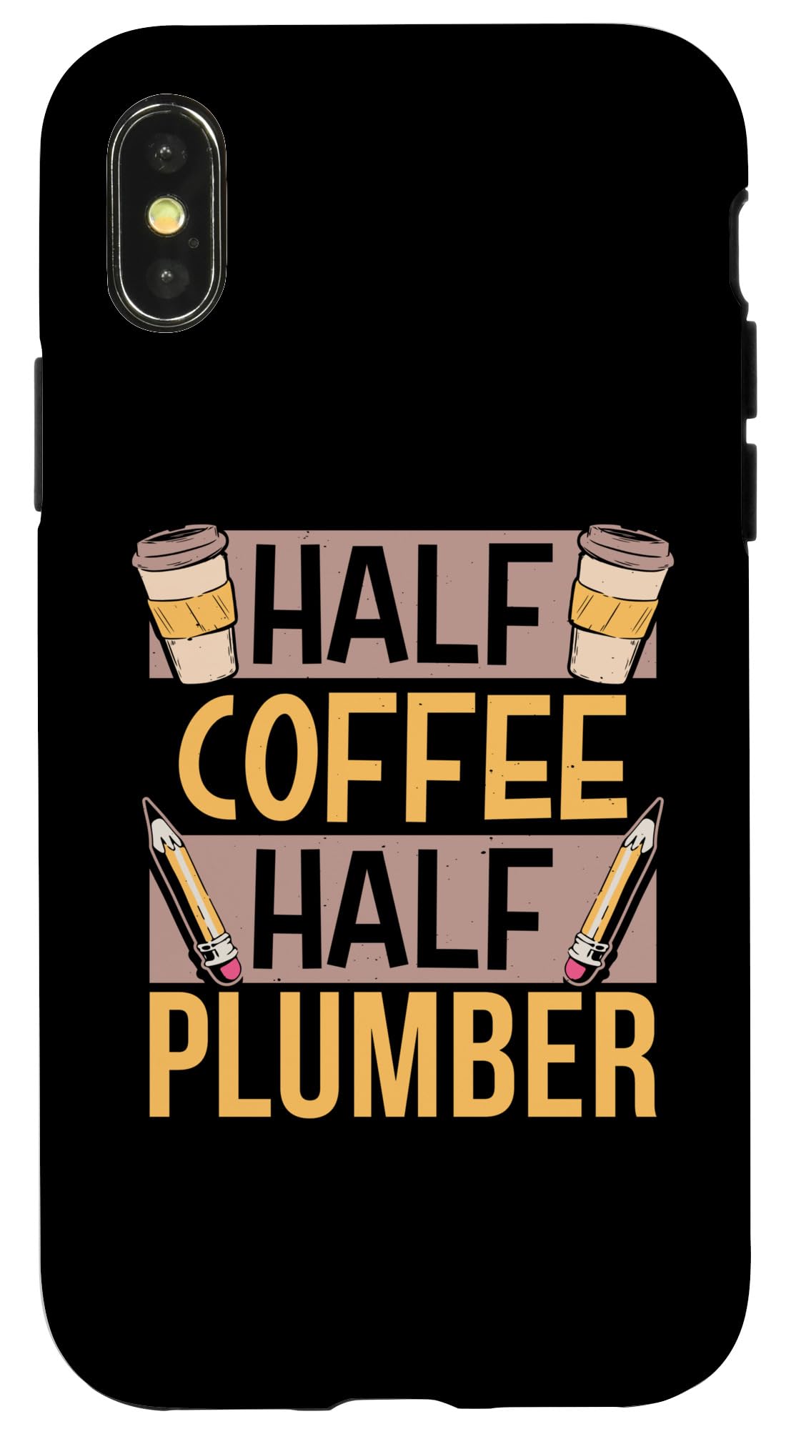 iPhone X/XS ハーフコーヒーハーフ配管工コーヒー好きカフェインことわざ スマホケース