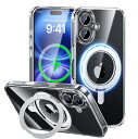 MAGIC JOHN iPhone 16 用 ケース ハード クリア 高透過率 耐黄変 カメラコントロールに対応 スタンド付き 360°回転 MagSafe対応