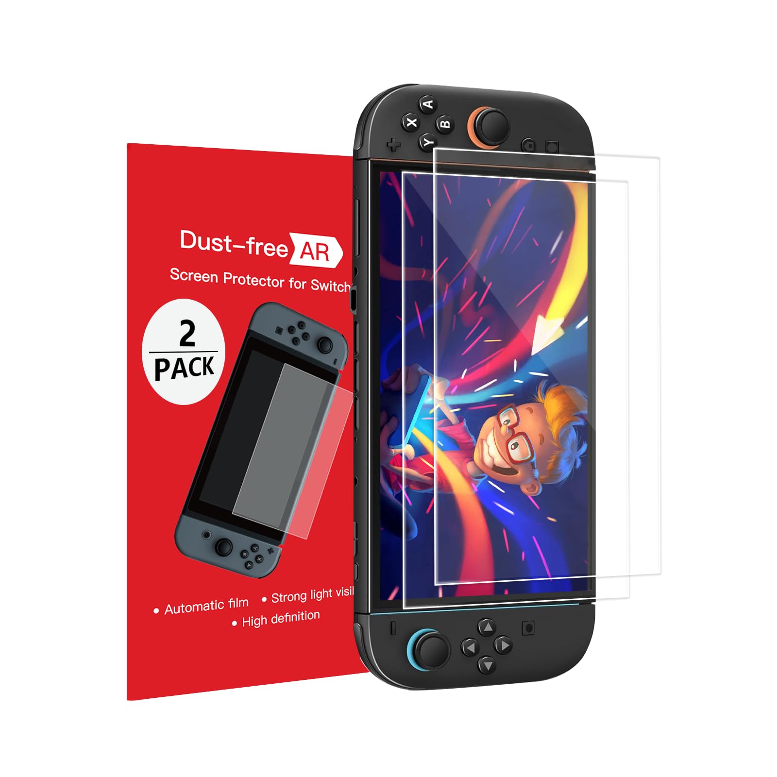Switch 2 モデル 2025 対応 反射防止スクリーン AR プロテクター [元の画面よりも鮮明] ブルーライト防止 指紋防止 高透過率スクリーン保護フィルム Switch2 7.9 インチ対応