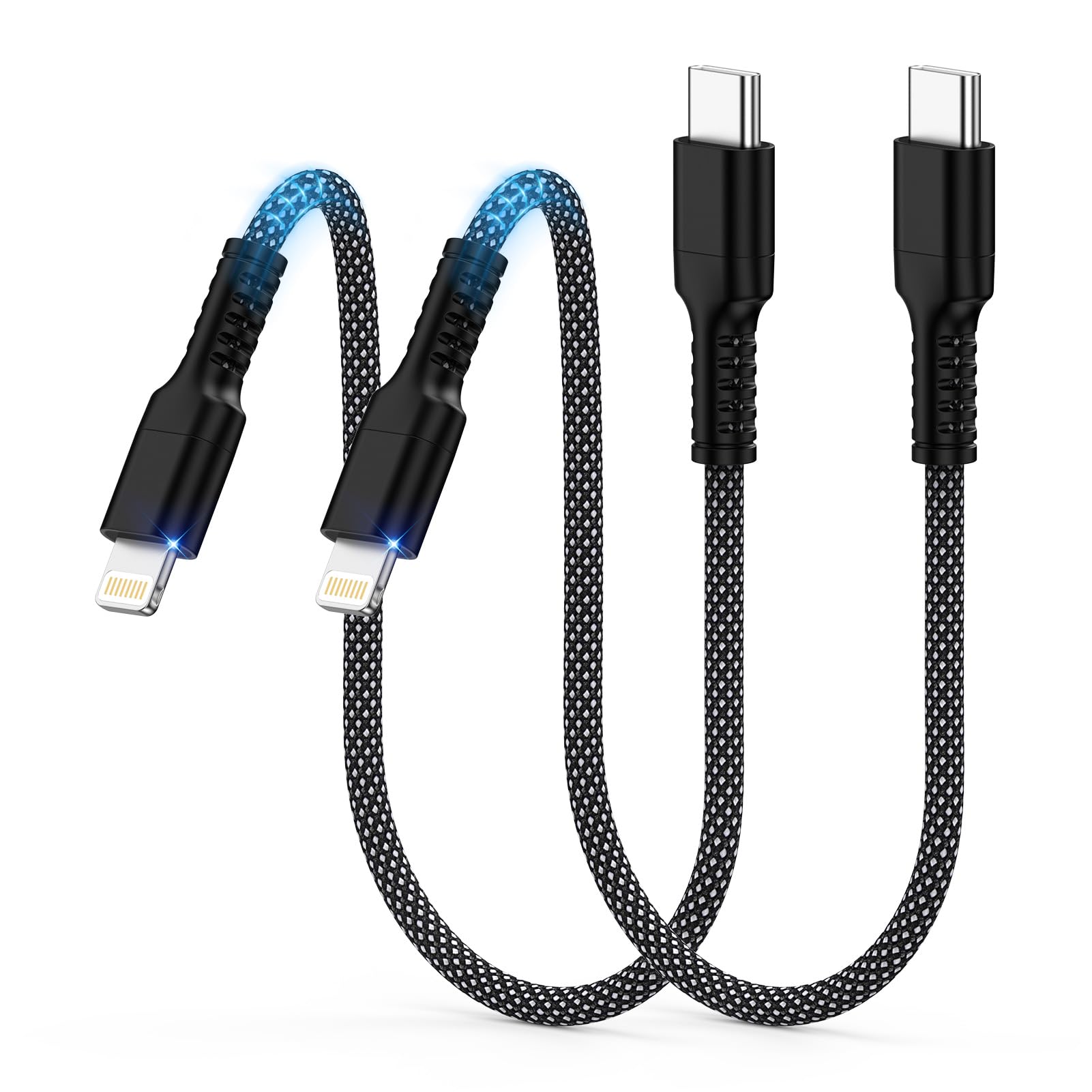 GAEF タイプC iPhone 充電ケーブル 0.3M 2本 ライトニングケーブル 短い MFi認証 2...