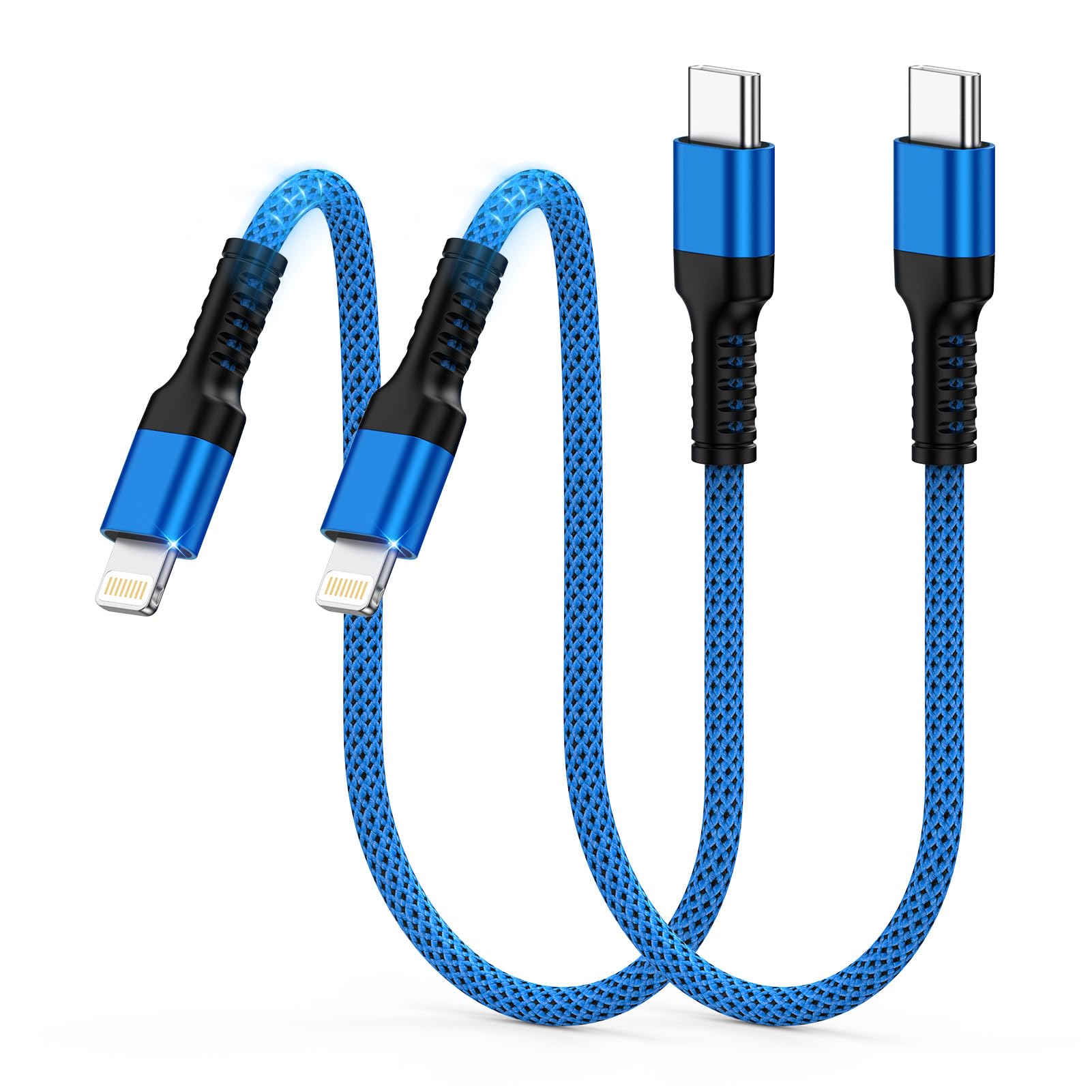 タイプC ライトニングケーブル 短い iPhone 充電ケーブル 0.3M 2本 PD 25W MFi認証...