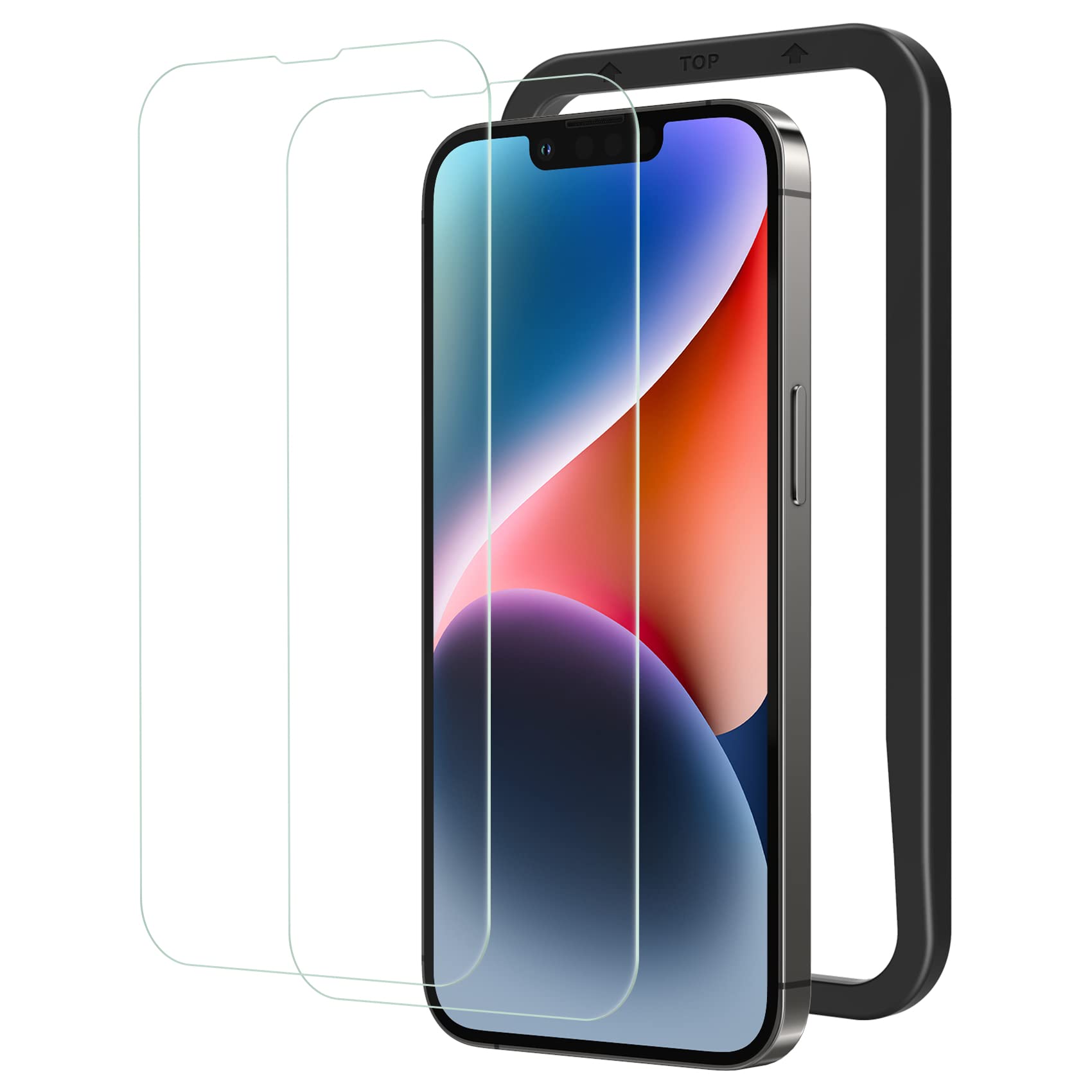 乐天商城 - NIMASO ガラスフィルム iPhone 14 用/iPhone 13 Pro 用/iPhone 13 用 保護 フィルム 強化ガラス 耐衝撃 ガイド枠付き 2枚セット アイフォン14/13プロ/13 対応 6.1インチ用 NSP22H533
