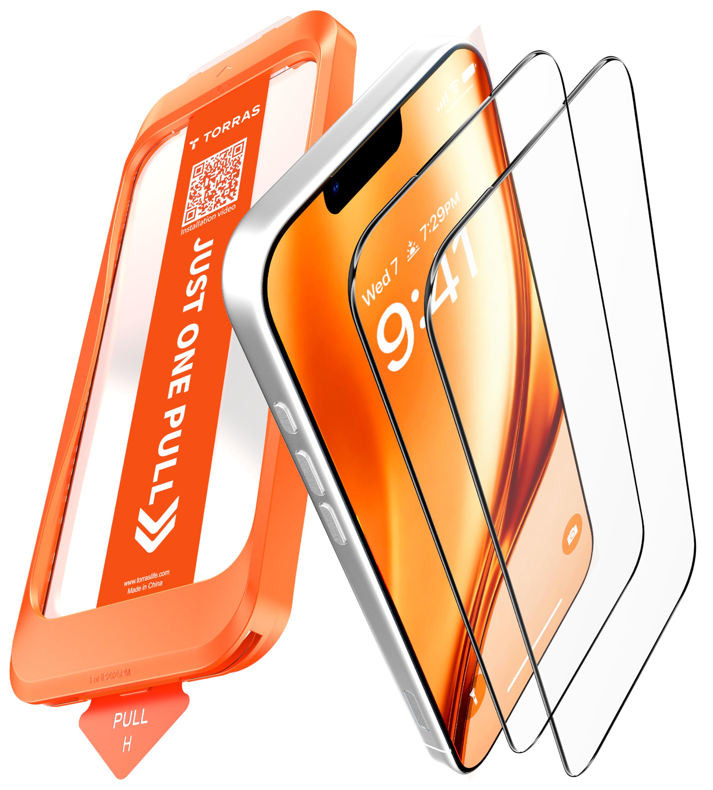 TORRAS 強化ガラス For iPhone 16e ガラスフィルム 2m耐衝撃 航空宇宙材料 米軍No.1規格 全面保護 10倍強化極細縁 ピタ貼り 9H越え 超簡単貼り付け 自動除塵/吸着 指紋防止 ズレ/気泡なし 2枚 さらさ