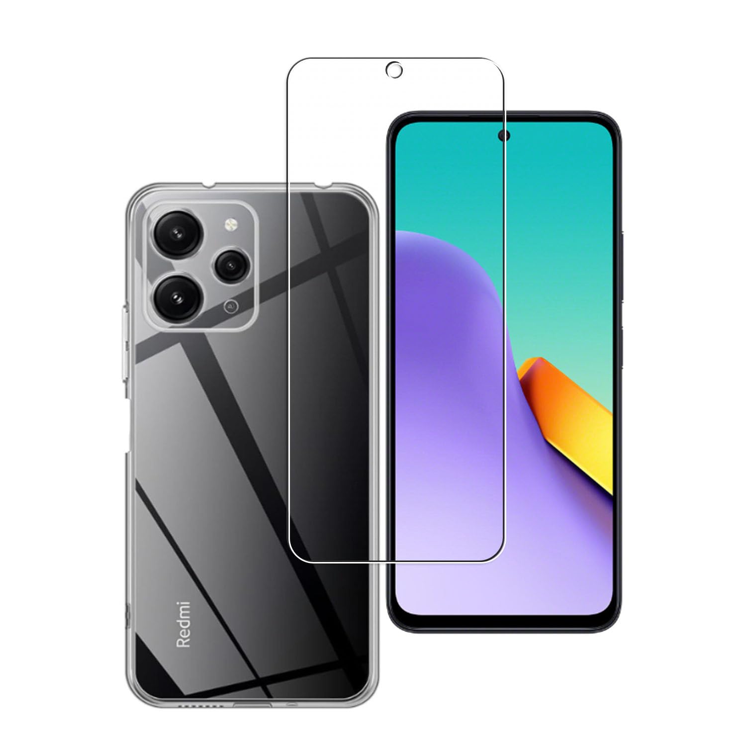 樂天商城 - Xiaomi Redmi 12 5G フィルム+ ケース【1枚ガラスフィルム+ 1枚ケース 】【日本旭硝子製】レッドミ 12 5G 保護フィルム 耐指紋 撥油性 反射低減 飛散防止処理 Xiaomi Redmi 12 5G 用の ケース 透明 TPU素材