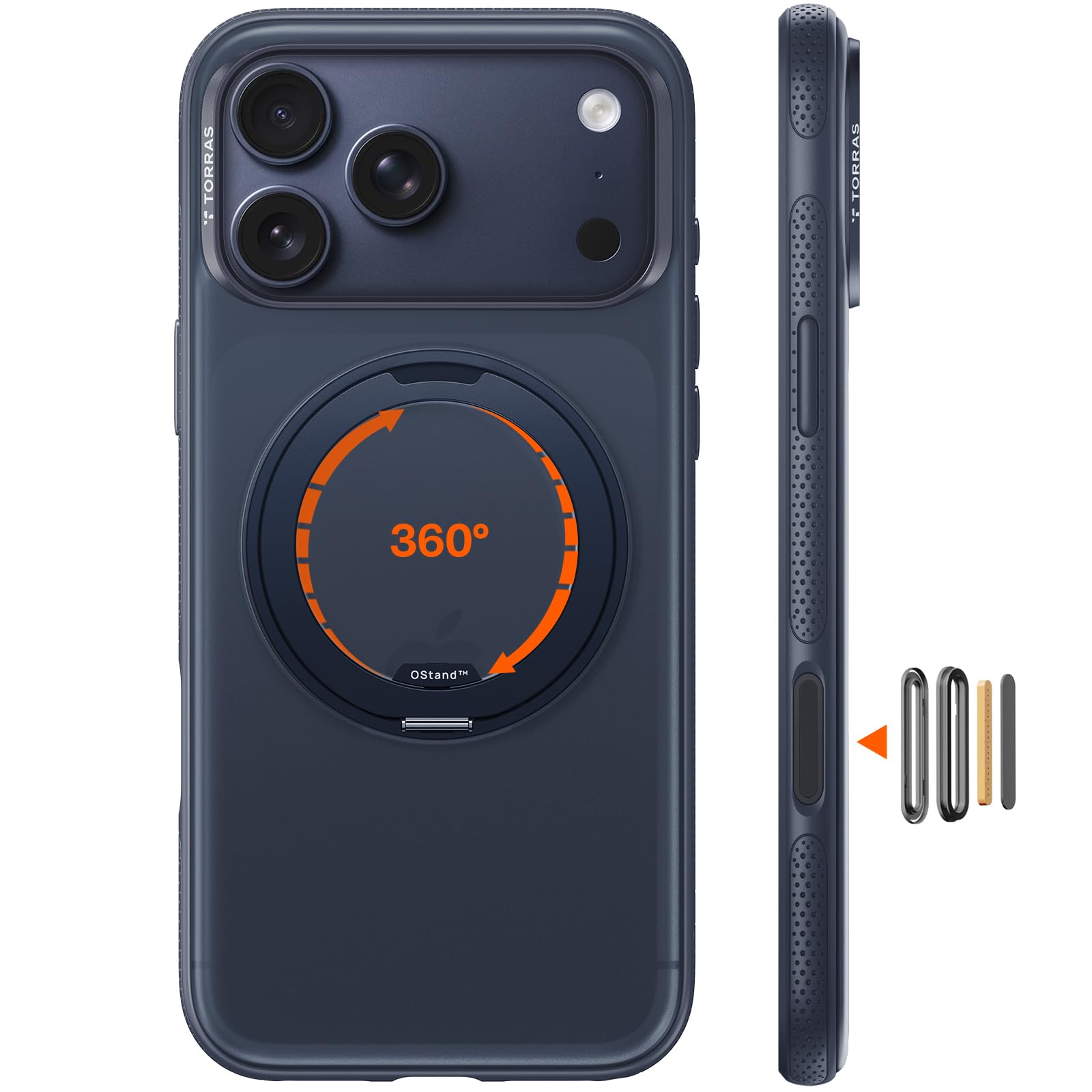 TORRAS iPhone 17 Pro Max 用ケース 【カチカチ・多機能360度回転スタンド】リング Ostand O3 Fitness MagSafe対応 米軍MIL規格耐衝撃 スタンド 指紋防止 黄変防止 カメラコントロールボタン付き ストラッ