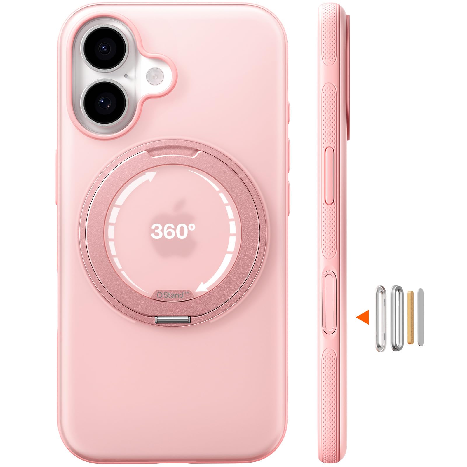 TORRAS iPhone 16 用 ケース カメラコントロールボタン付き【初夏トキメキタイム・多機能360度回転スタンド】 縦横両対応 マグネット搭載 MagSafe対応 米軍MIL規格耐衝撃 リング 指紋防止 黄変防止
