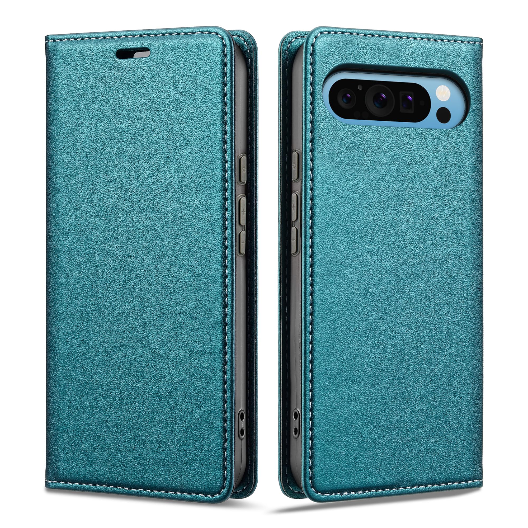 Google Pixel 9a ケース 手帳型 ピクセル9aケース pixel9a手帳ケース case 真珠光沢レザー RFID磁気防止 スマホケース 内蔵マグネット スタンド機能 カード入れ 薄型(Google Pixel 9a 6.3inch対応)ビリジアン