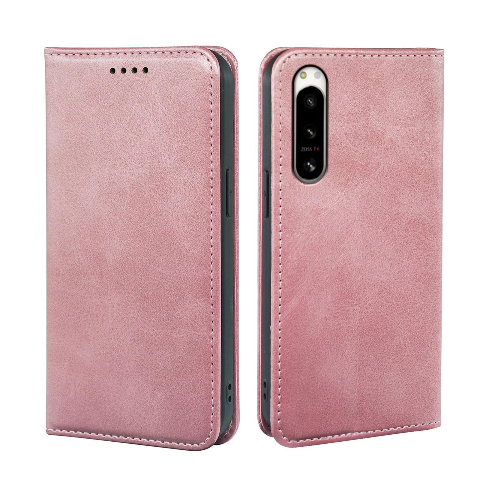 に適用するAQUOS sense SH-01K SHV40 sense lite SH-M05 sense basic 702SH Android One S3 ケース 手帳型 ノートブック型携帯電話保護カバー多機能携帯電話ホルスター (ローズゴールド)
